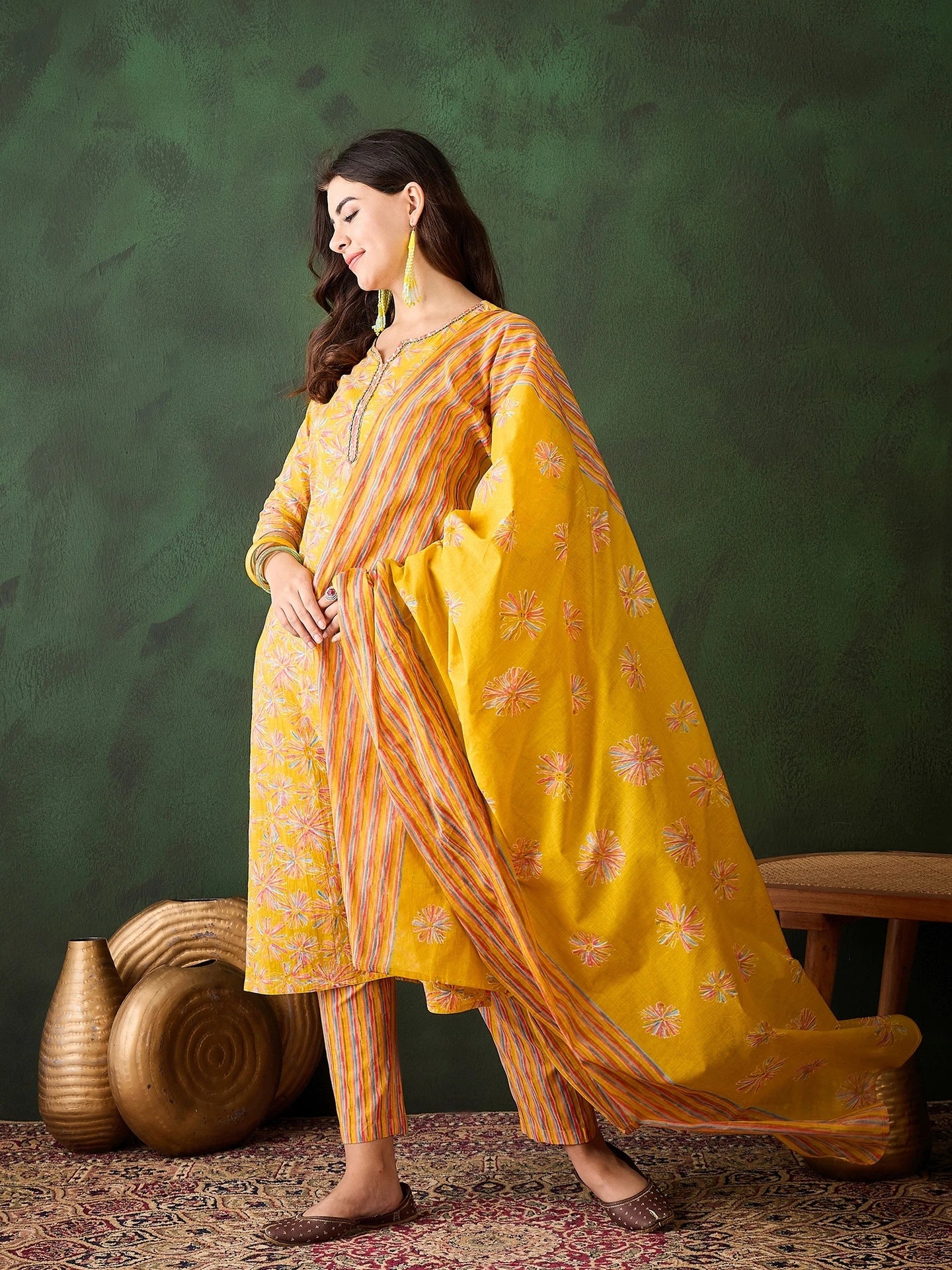 Mustard Glow Cotton Suit Set