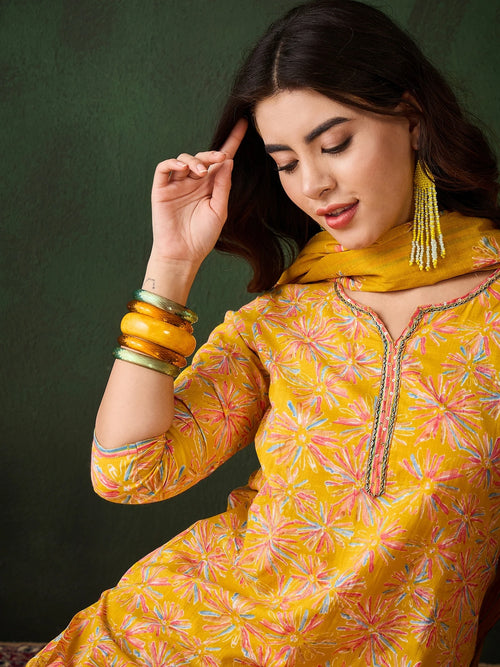 Mustard Glow Cotton Suit Set