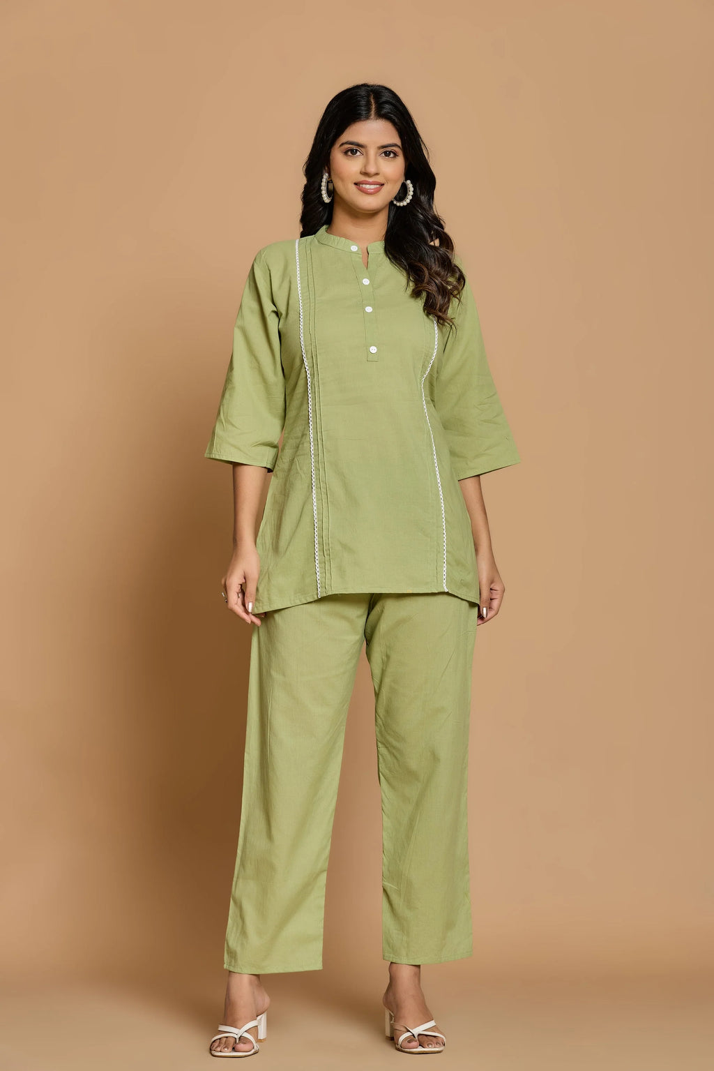 Olive Green Solid Co-Ord Set