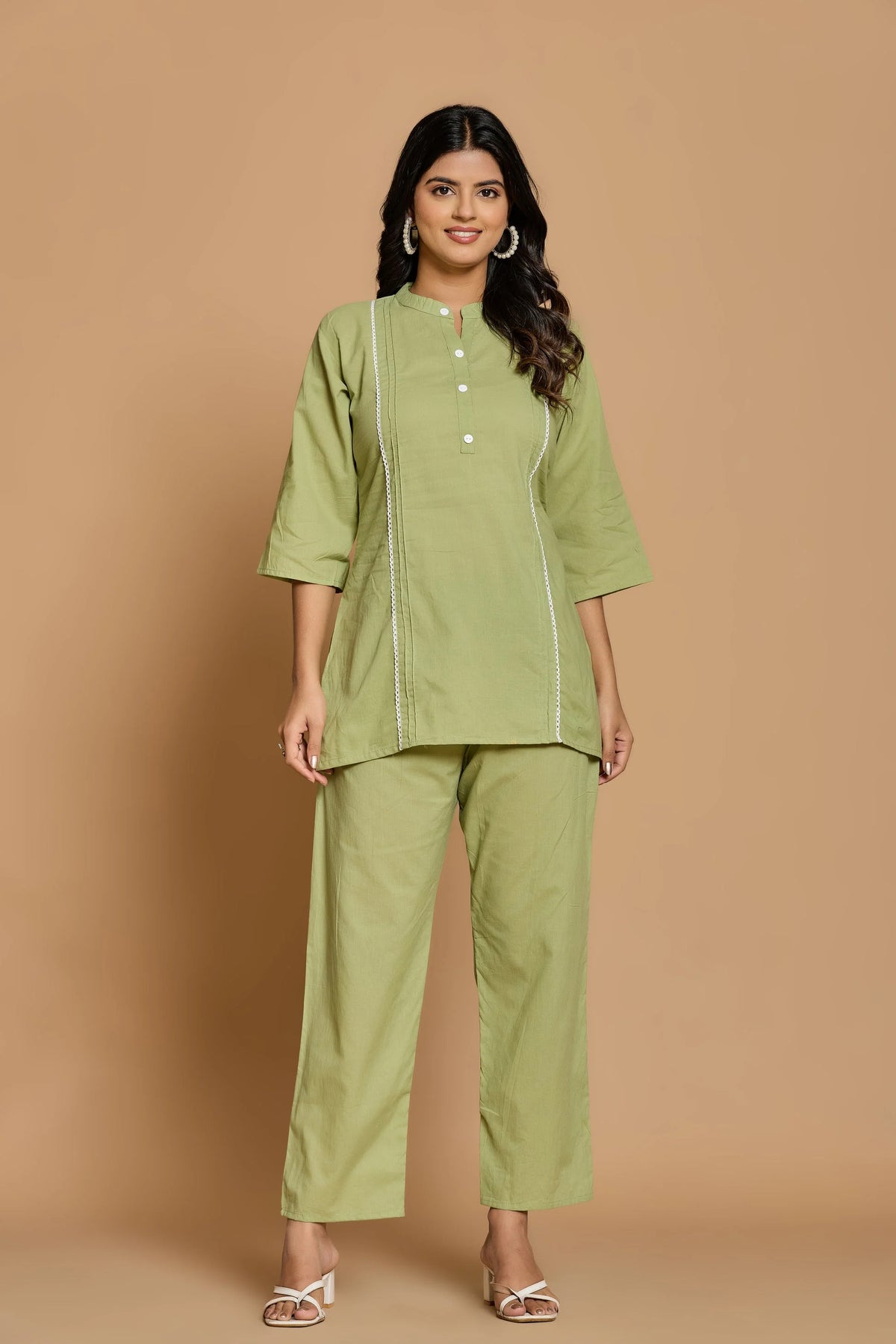Olive Green Solid Co-Ord Set