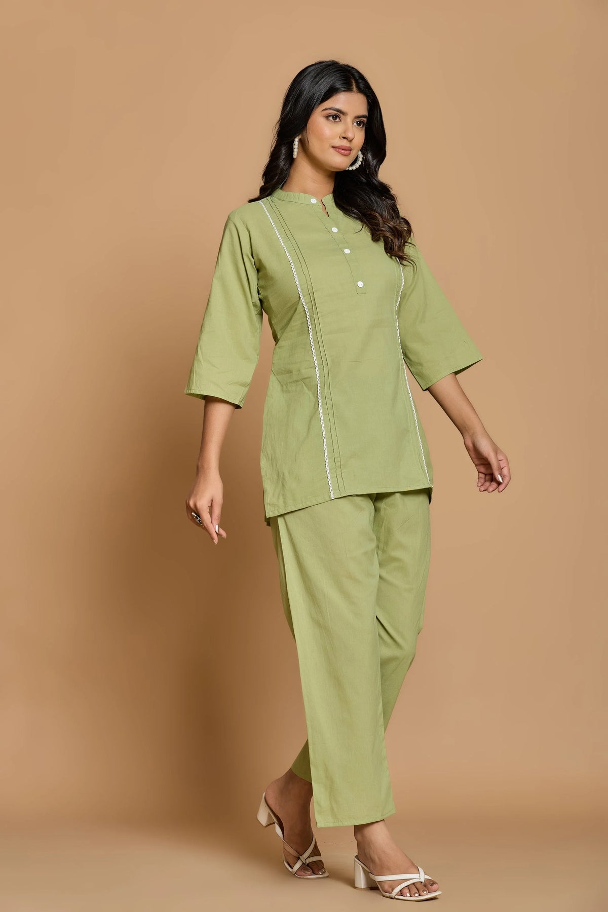 Olive Green Solid Co-Ord Set