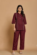 Wine Solid Co-Ord Set