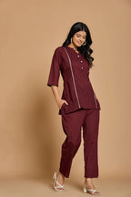 Wine Solid Co-Ord Set