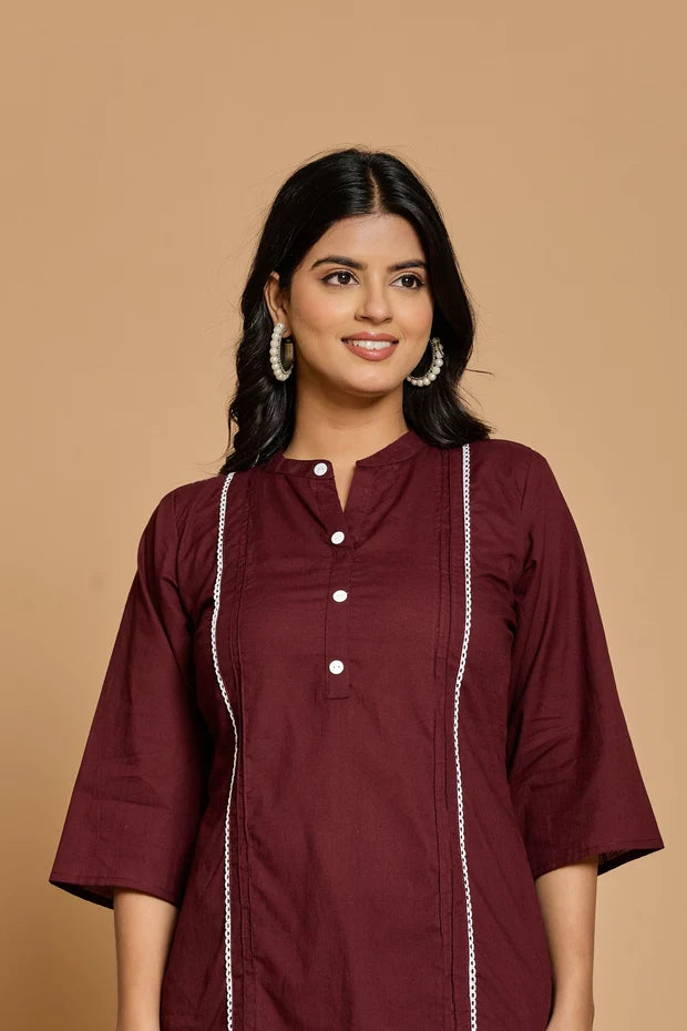 Wine Solid Co-Ord Set