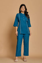 Teal Blue Solid Co-Ord Set