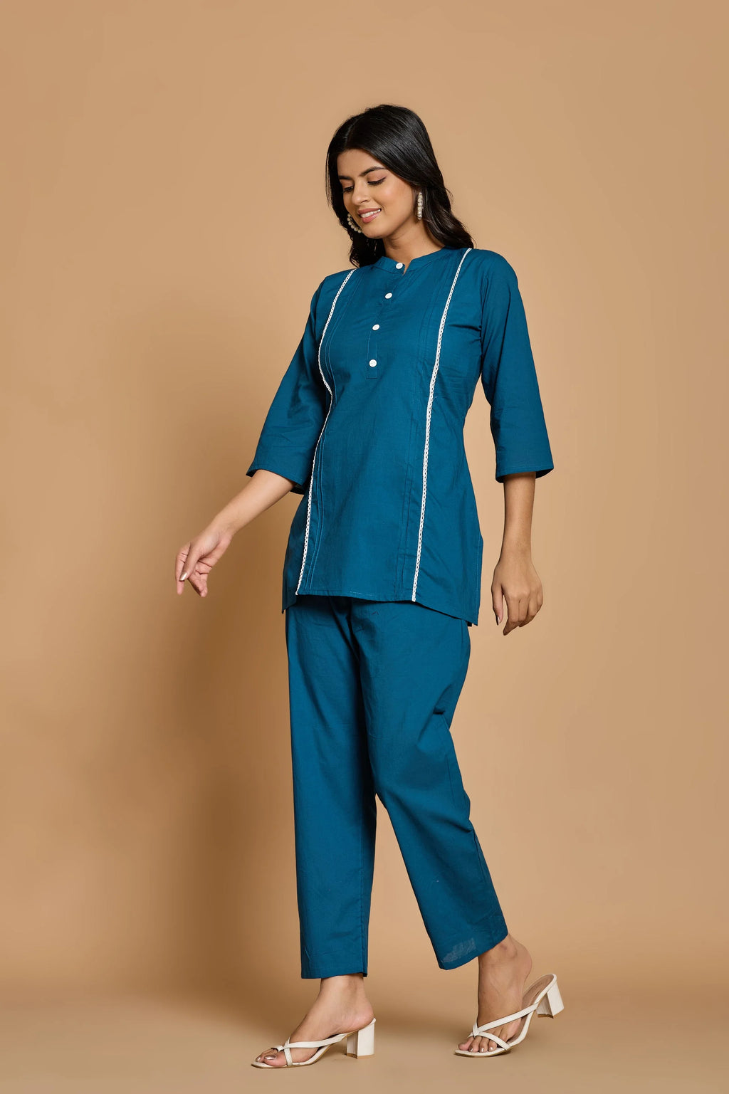 Teal Blue Solid Co-Ord Set