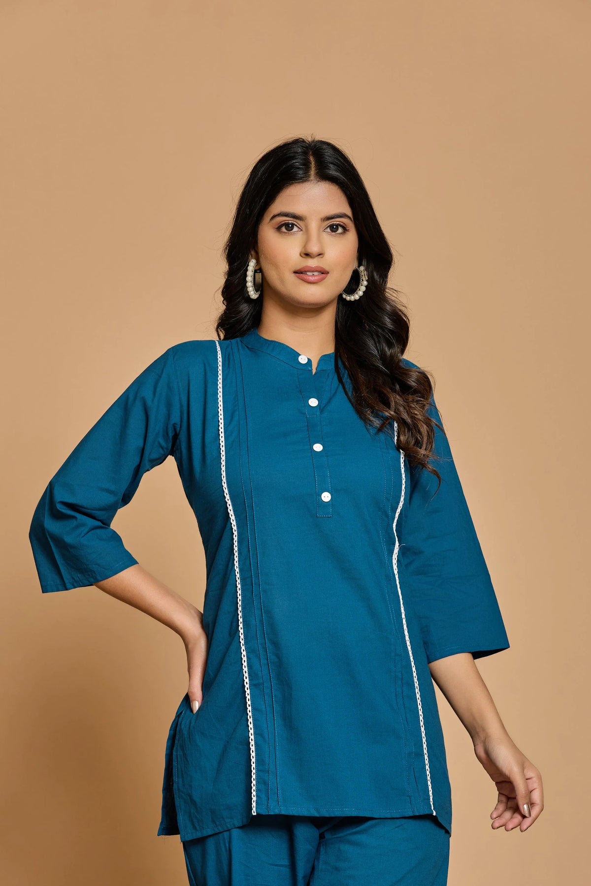 Teal Blue Solid Co-Ord Set