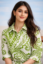 Green Paisley Print Co-ord Set