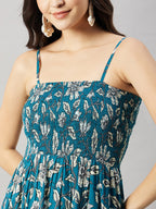 Teal Blossom Tiered Maxi Dress