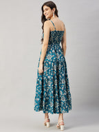 Teal Blossom Tiered Maxi Dress