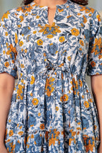 Blue Blossom Flare Midi Dress
