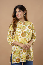 Yellow Floral Print Kurti