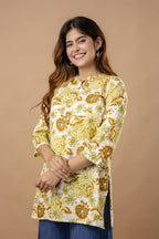 Yellow Floral Print Kurti