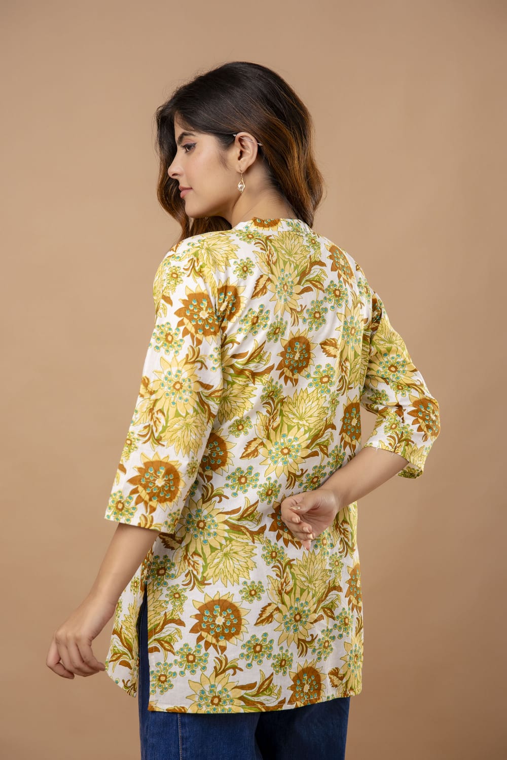 Yellow Floral Print Kurti