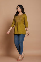 Olive Charm Embroidered Kurti