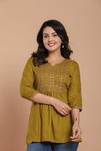 Olive Charm Embroidered Kurti