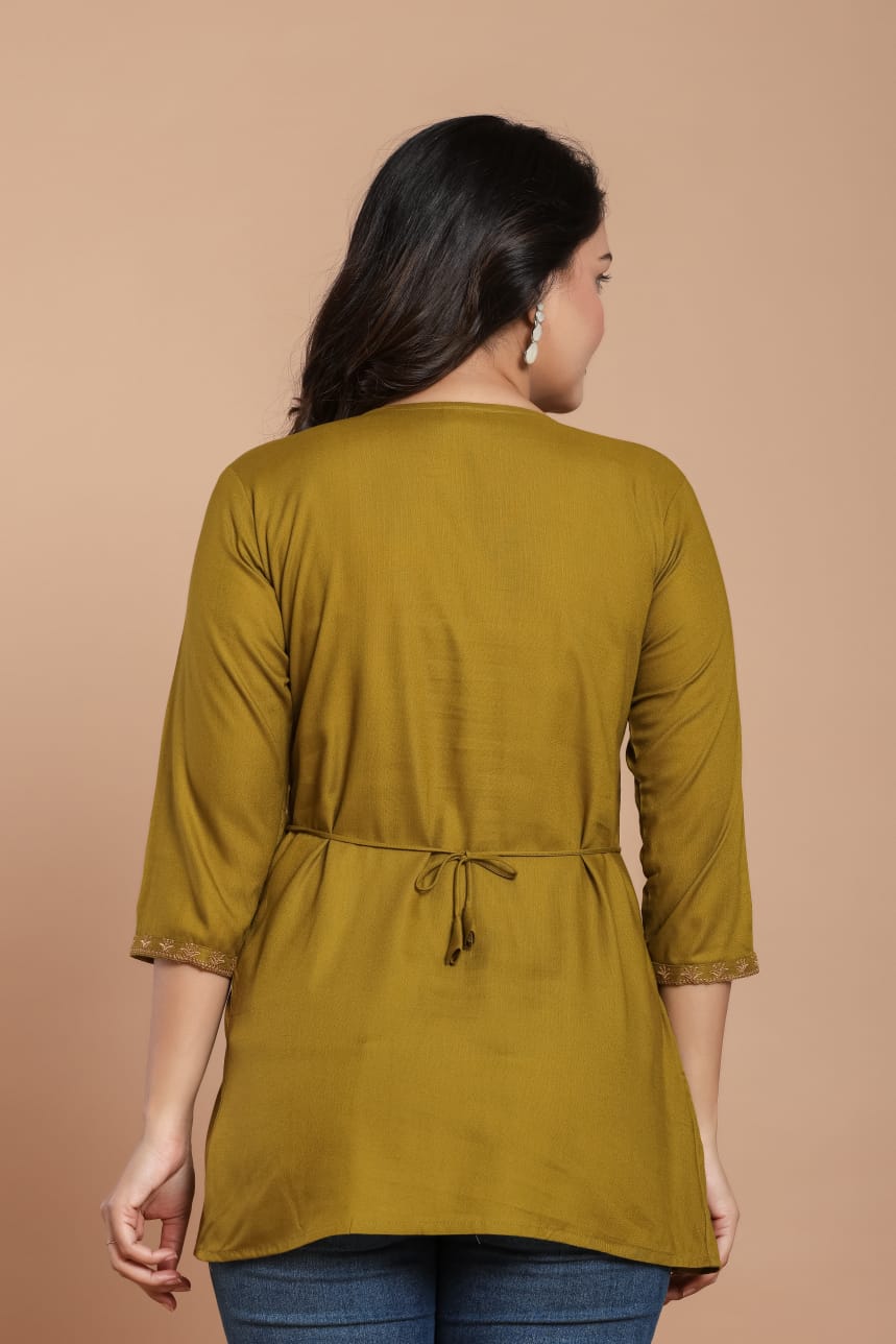 Olive Charm Embroidered Kurti