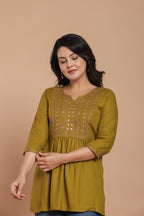 Olive Charm Embroidered Kurti