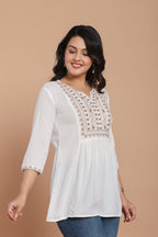 White Grace Embroidered Kurti