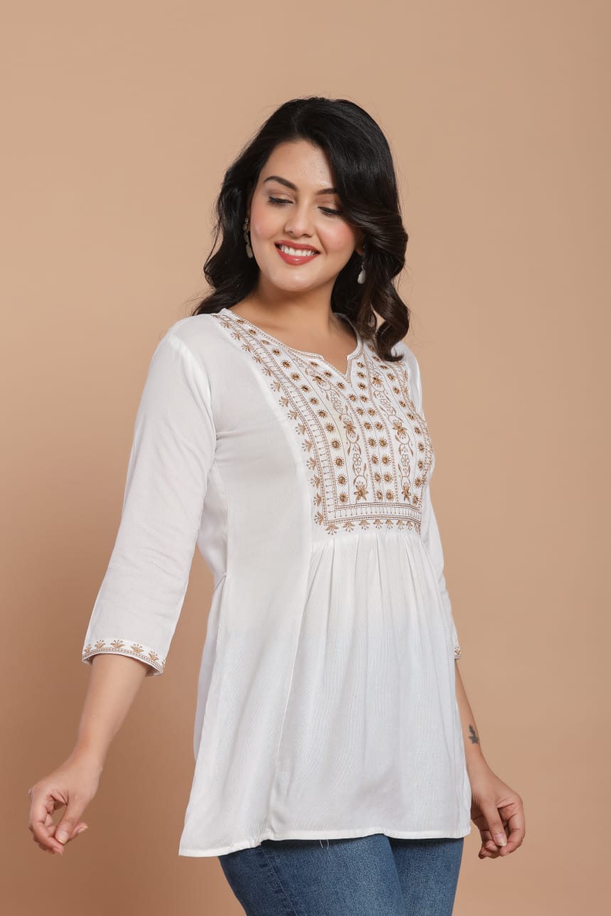 White Grace Embroidered Kurti