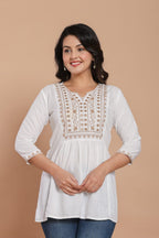 White Grace Embroidered Kurti