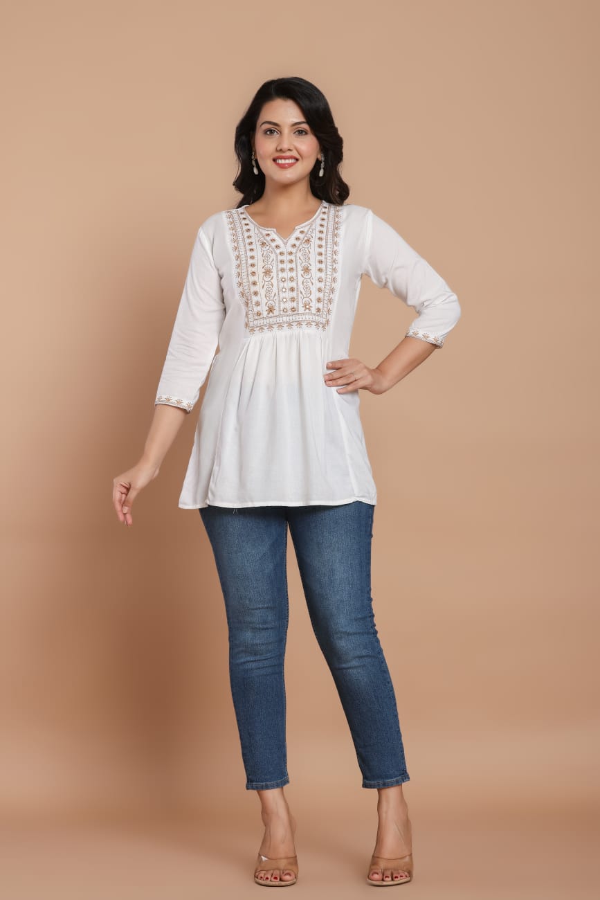 White Grace Embroidered Kurti