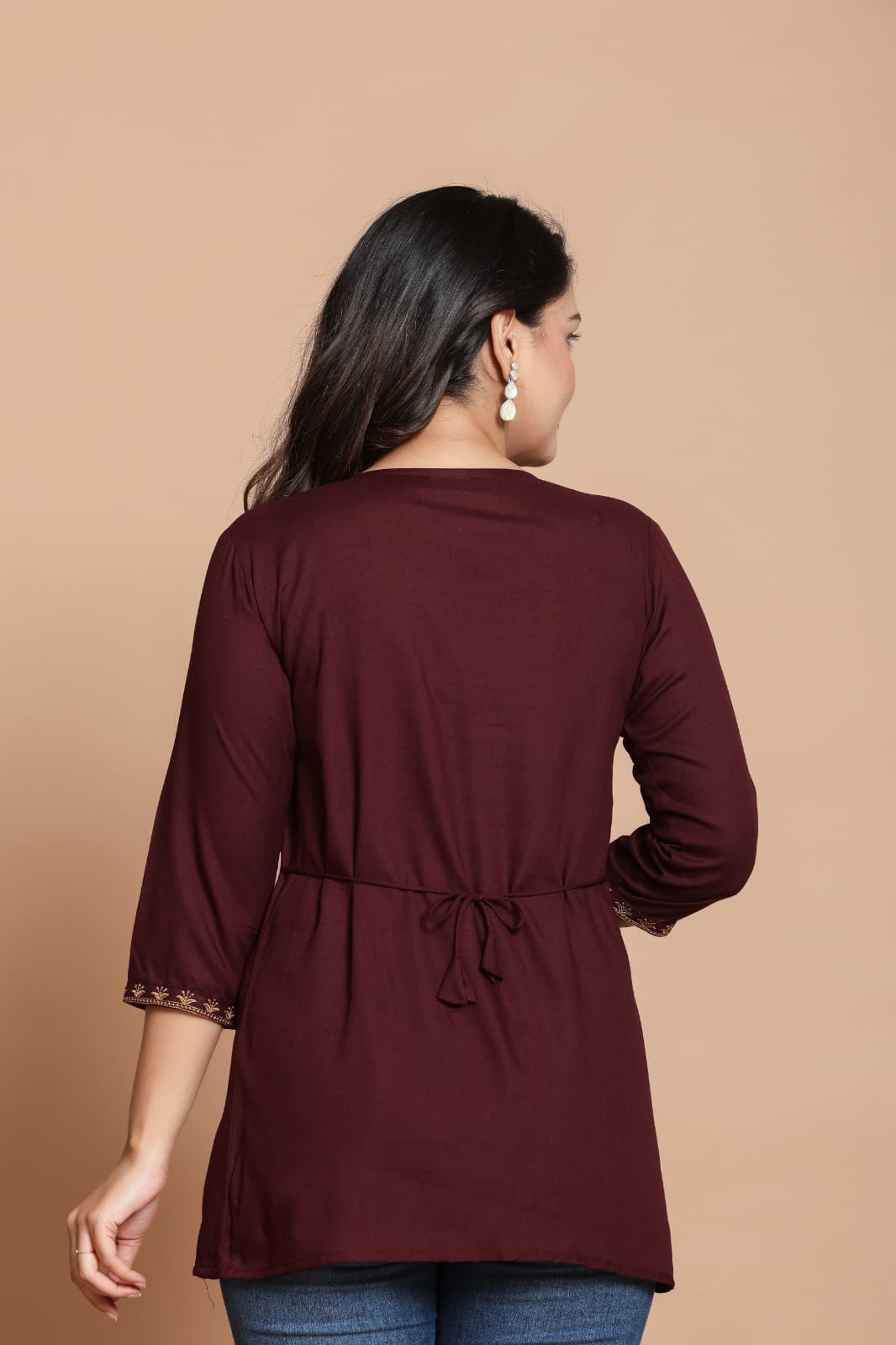 Maroon Embroidered Kurti