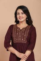 Maroon Embroidered Kurti
