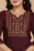 Maroon Embroidered Kurti