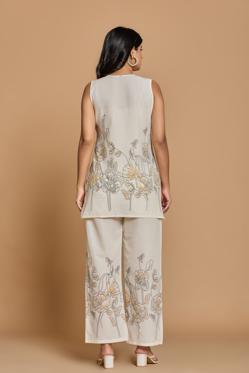 Beige Floral Print Co-ord Set
