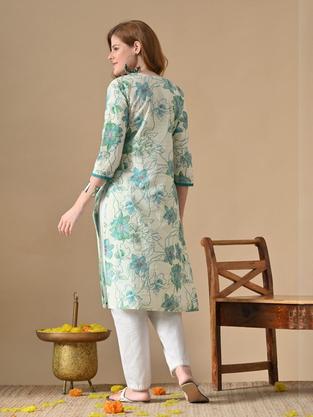 Mint Floral Kurta Set