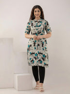 Teal Stroke Print Kurti