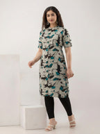 Teal Stroke Print Kurti