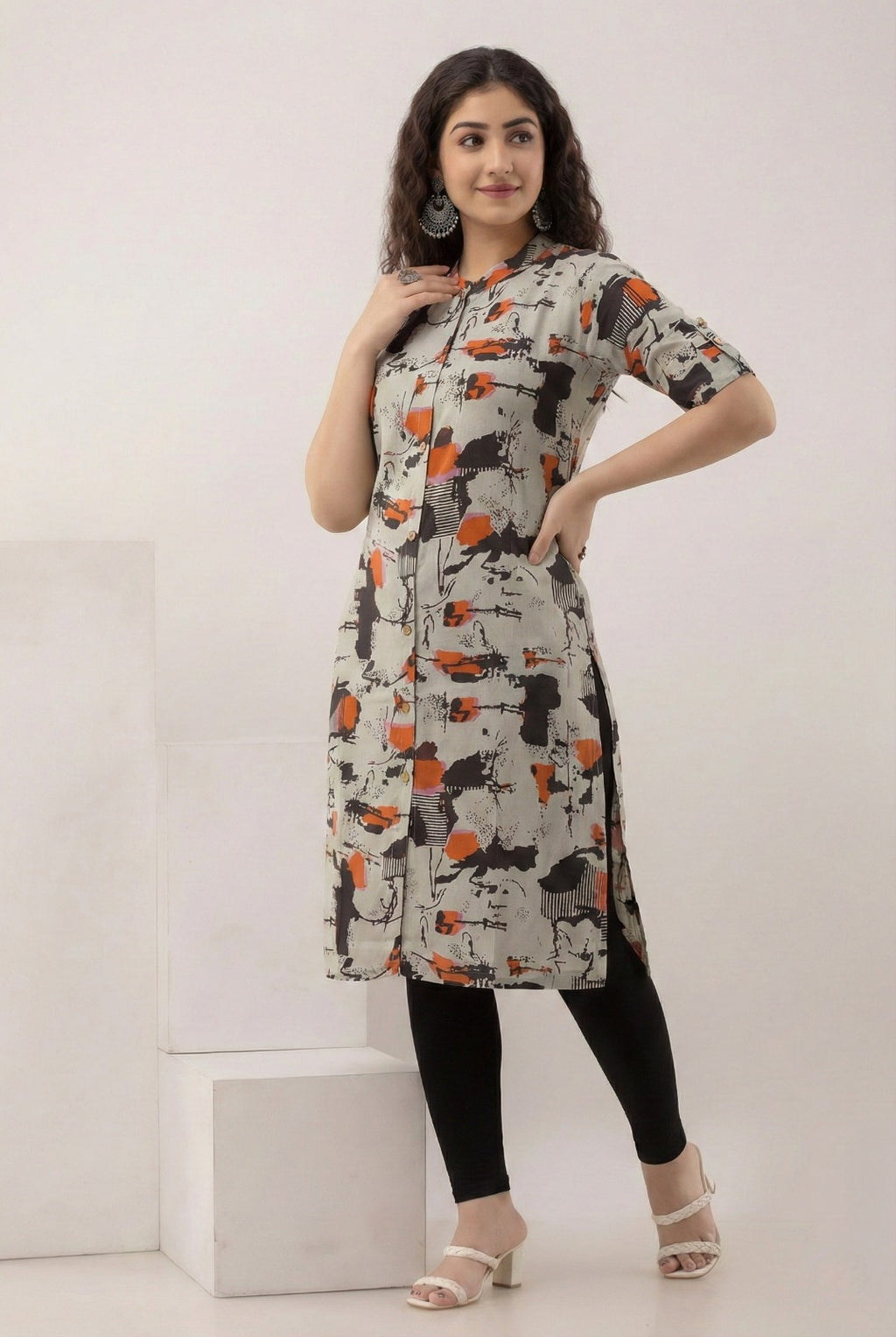 Rust Edge Print Kurti