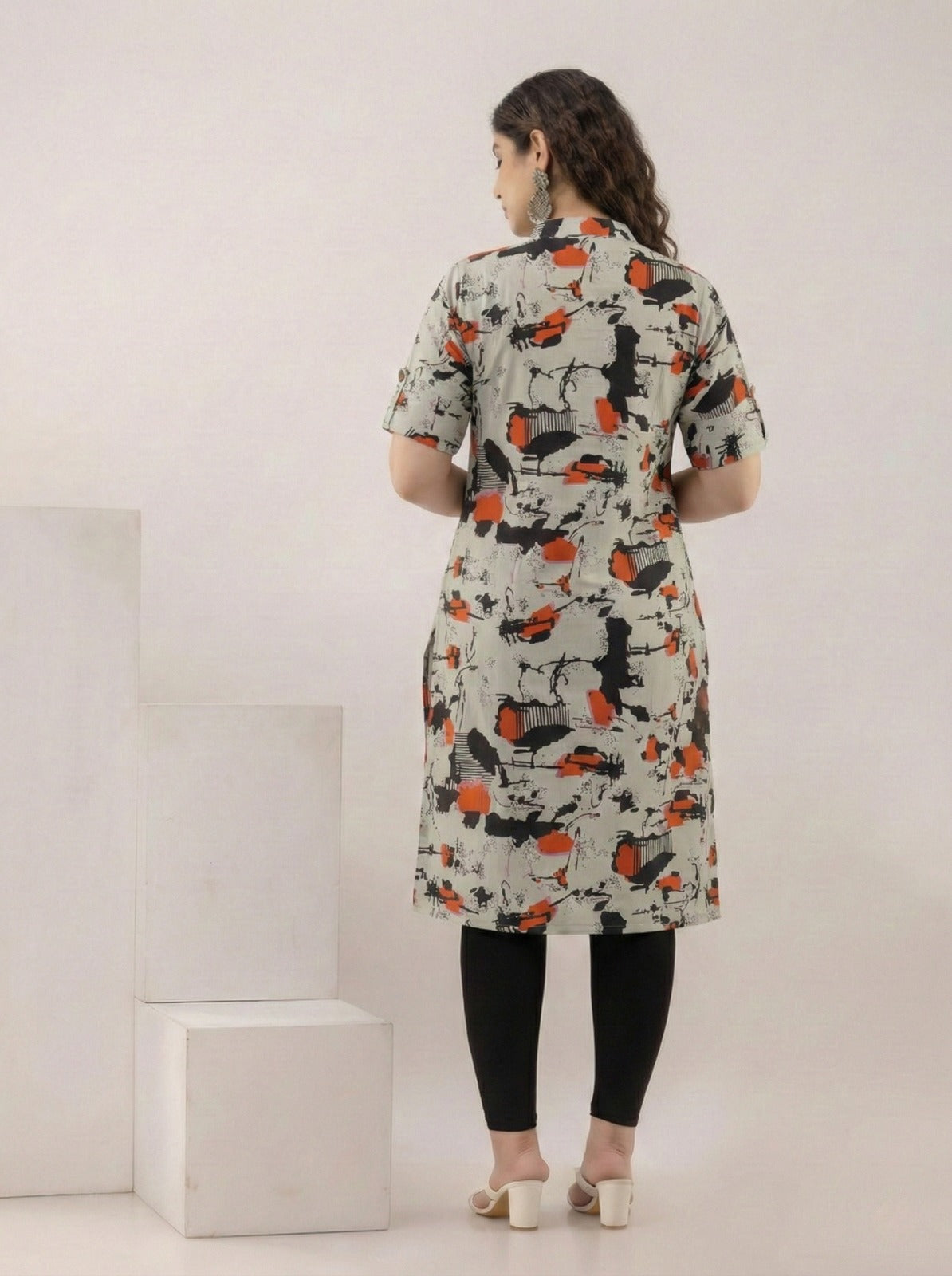 Rust Edge Print Kurti