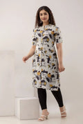 Mustard Stroke Print Kurti