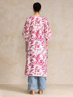 Blush Pink Floral Rayon Straight Kurti