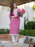 Rose Pink Rayon Printed Straight Kurti