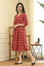 Rust Bloom Rayon Nayra Cut Anarkali Dress