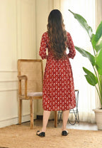 Rust Bloom Rayon Nayra Cut Anarkali Dress