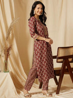Rust Brown Ethnic Cotton Suit Set