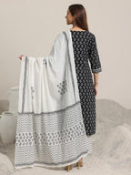 Monochrome Elegance Cotton Suit Set
