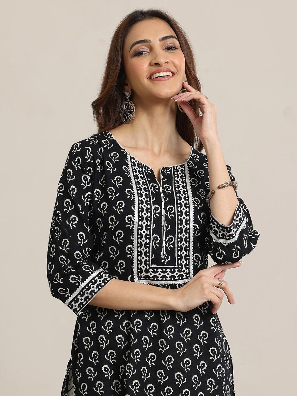 Monochrome Elegance Cotton Suit Set