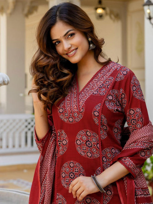 Maroon Royal Cotton Suit Set