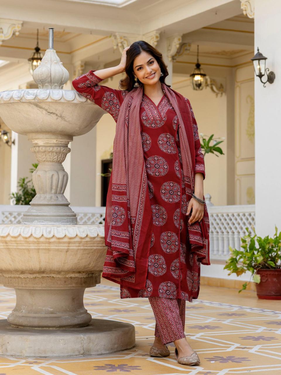 Maroon Royal Cotton Suit Set