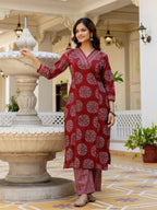 Maroon Royal Cotton Suit Set