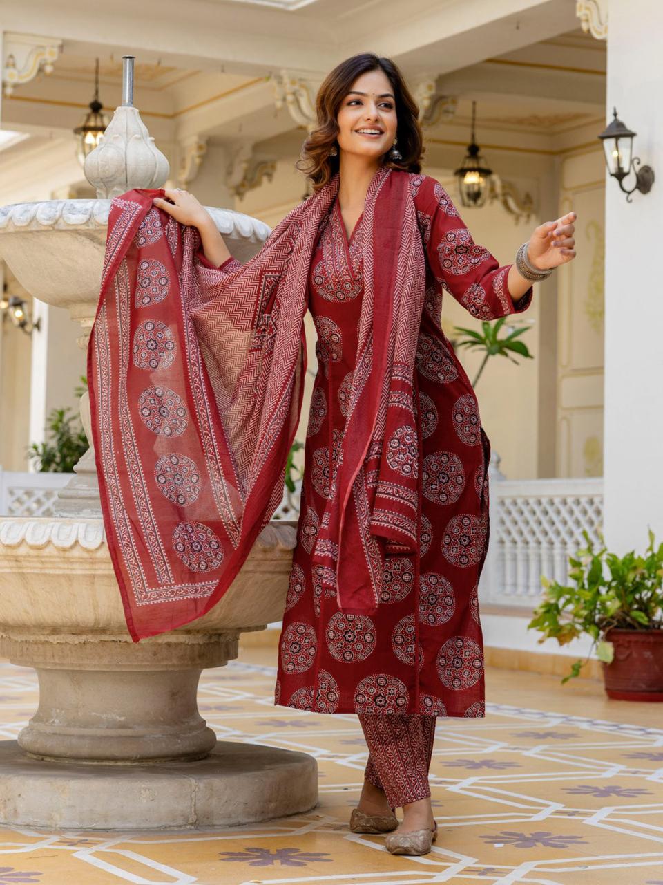 Maroon Royal Cotton Suit Set