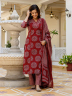 Maroon Royal Cotton Suit Set