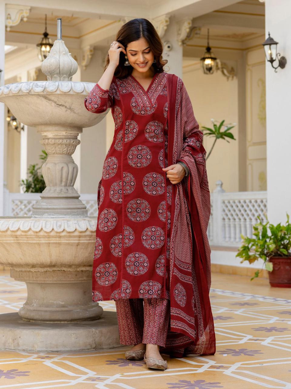 Maroon Royal Cotton Suit Set