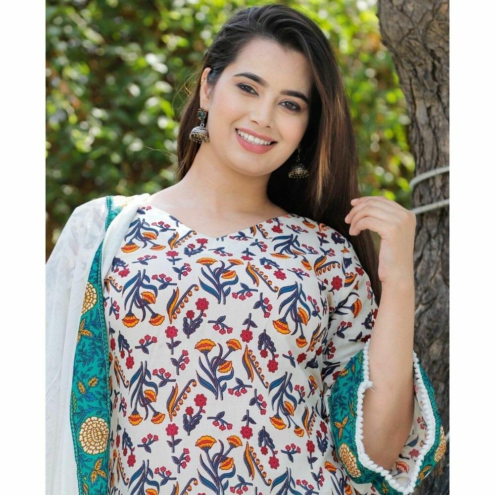 Teal Bloom Sharara Set